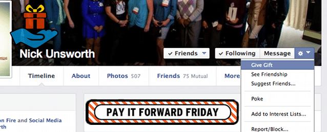 Nick Unsworth Life on Fire Pay it Forward Friday Facebook Gift